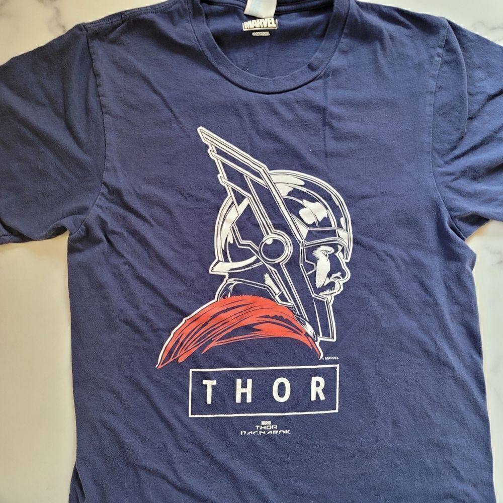 Thor tee shirt boys youth large or mens small navy blue Ragnarok Marvel